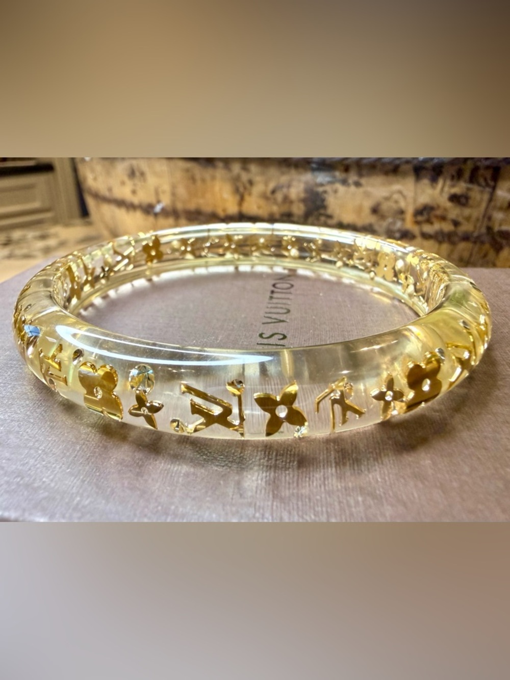 Louis Vuitton Clear Resin Inclusion Monogram Bangle Bracelet